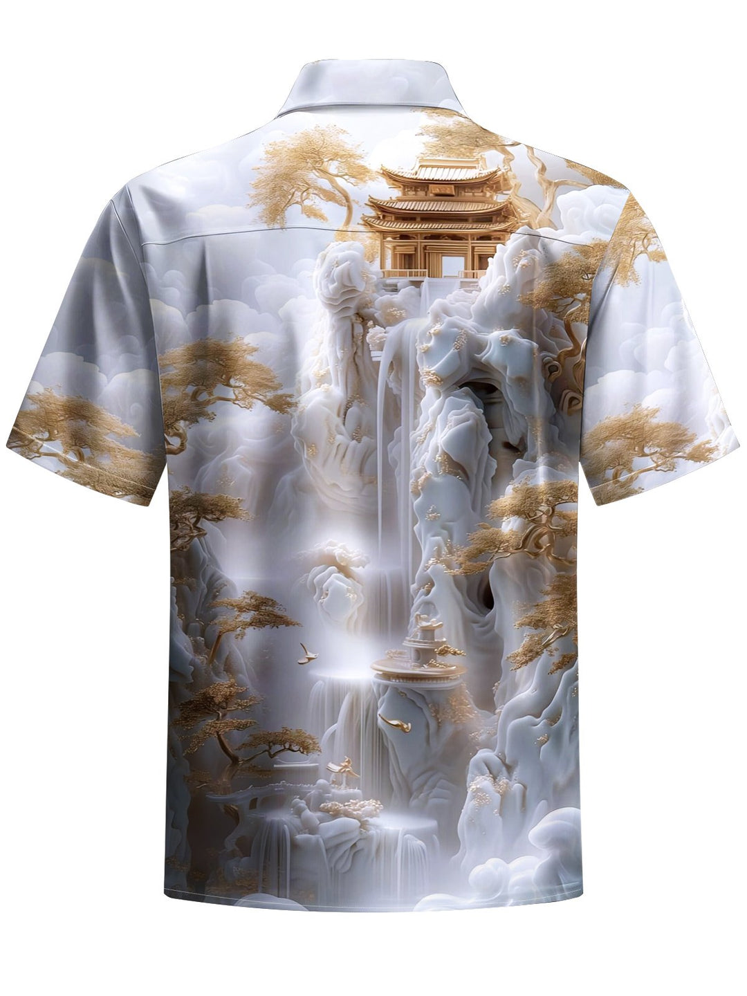Alohadaddy® Casual Palace Cloud Art Print Chest Pocket Men&