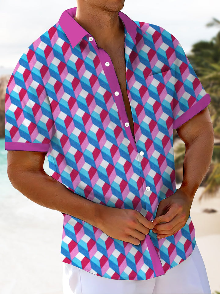 Alohadaddy® Casual Geometric Cube Print Art Men&