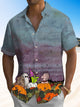 Alohadaddy® Halloween Cartoon Print Pocket Men's Stretch Short Sleeve Shirt Big & Tall