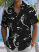 Alohadaddy® Casual Mermaid Skull Print Art Pocket Elastic Men's Short Sleeve Shirt Big & Tall