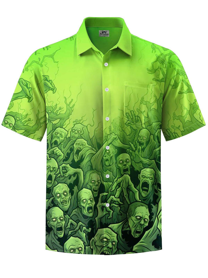 Alohadaddy® Halloween Holiday Skull Art Print Chest Pocket Men&