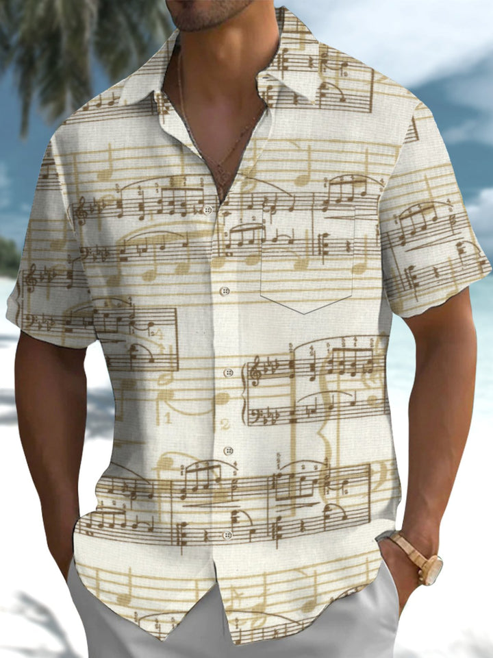 Alohadaddy® Casual Sheet Music Print Art Pocket Stretch Men&