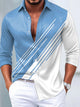 Alohadaddy® Casual Striped Contrast Color Print Glossy Elastic Button Men's Long Sleeve Shirt Big & Tall