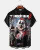 Alohadaddy® Scary Santa Print Men's Short Sleeve Shirt with Elastic Buttons  Pockets Big & Tall