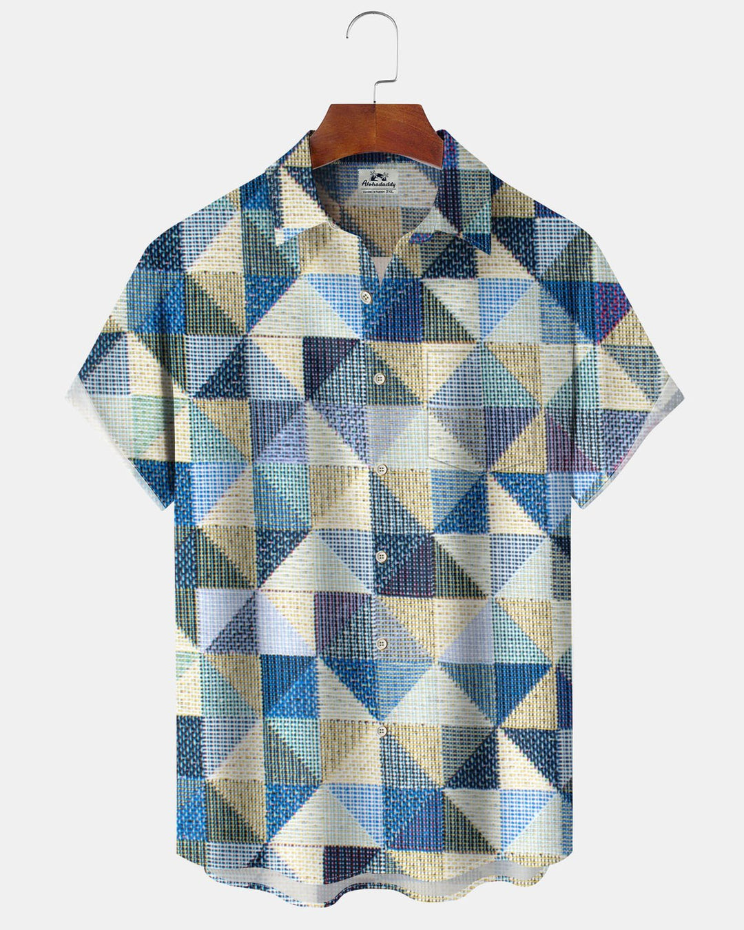 Alohadaddy® Casual Geometric Triangle Gift Art Print Stretch Button Pocket Men&
