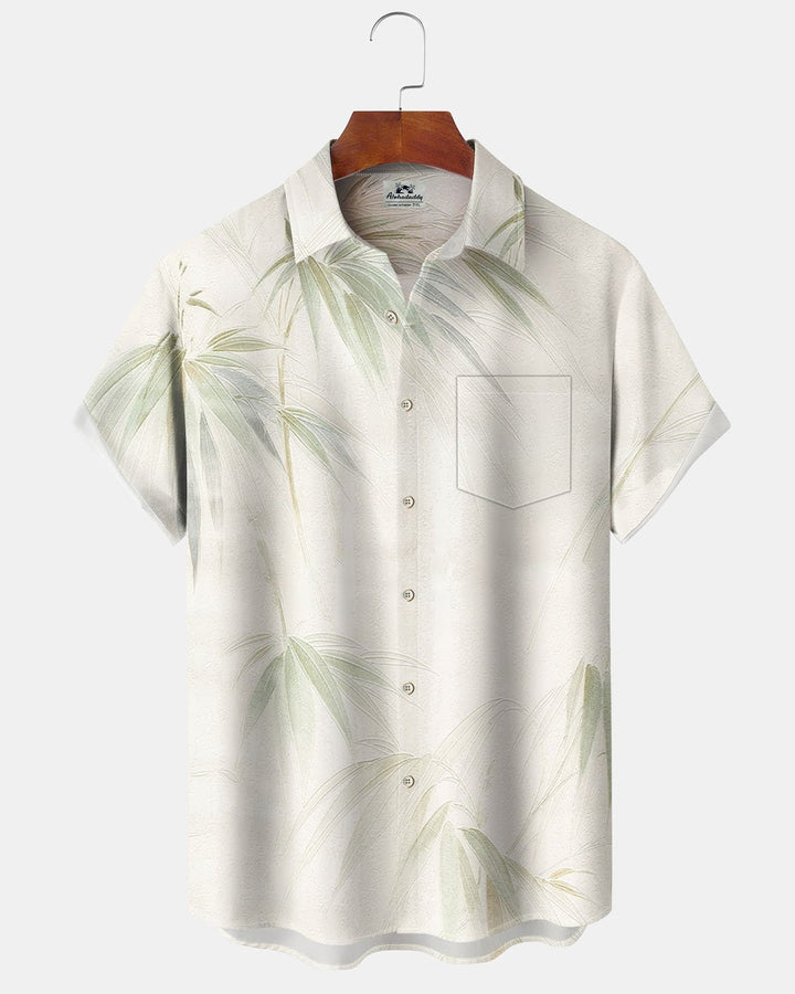 Alohadaddy® Hawaiian Bamboo Print Art Pocket Button Men&
