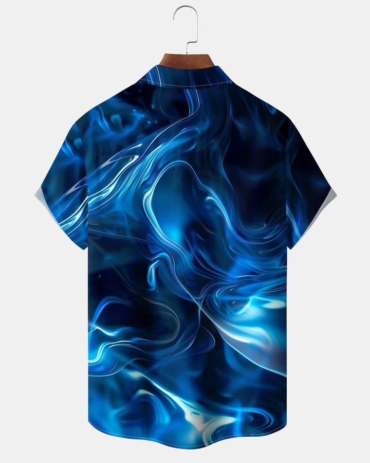 Alohadaddy® Casual Abstract Print Art Button Pocket Cardigan Men&