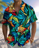 Alohadaddy® Men's Short-Sleeve Casual Button-Down Shirt with Fish Print Pocket and Cardigan-Style Front