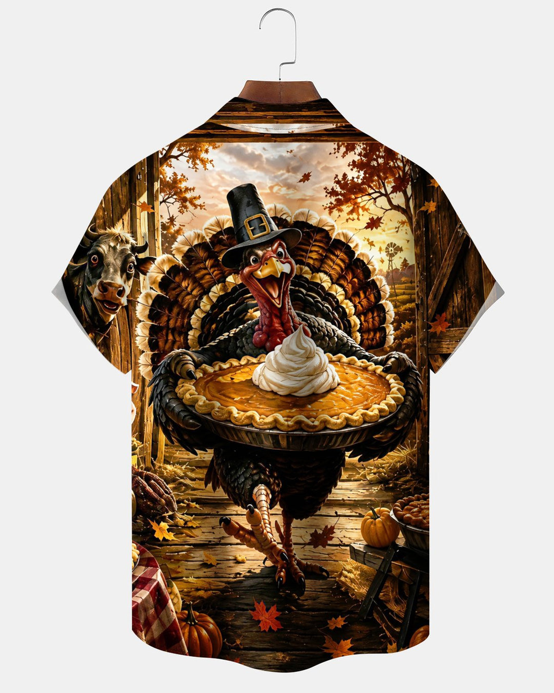 Alohadaddy® Holiday/Thanksgiving Print Button-Down Pocket Cardigan-Style Men&
