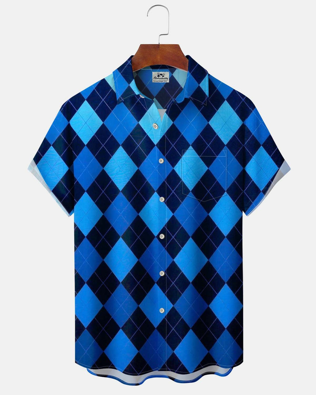 Alohadaddy® Men’s Short-Sleeve Button-Down Shirt Vintage Geometric Print with Pocket