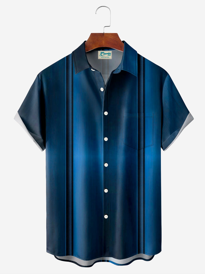 Camisa de manga corta con bolsillo abotonado y estampado 3D con degradado de bolos retro de Alohadaddy para hombre, talla grande y alta