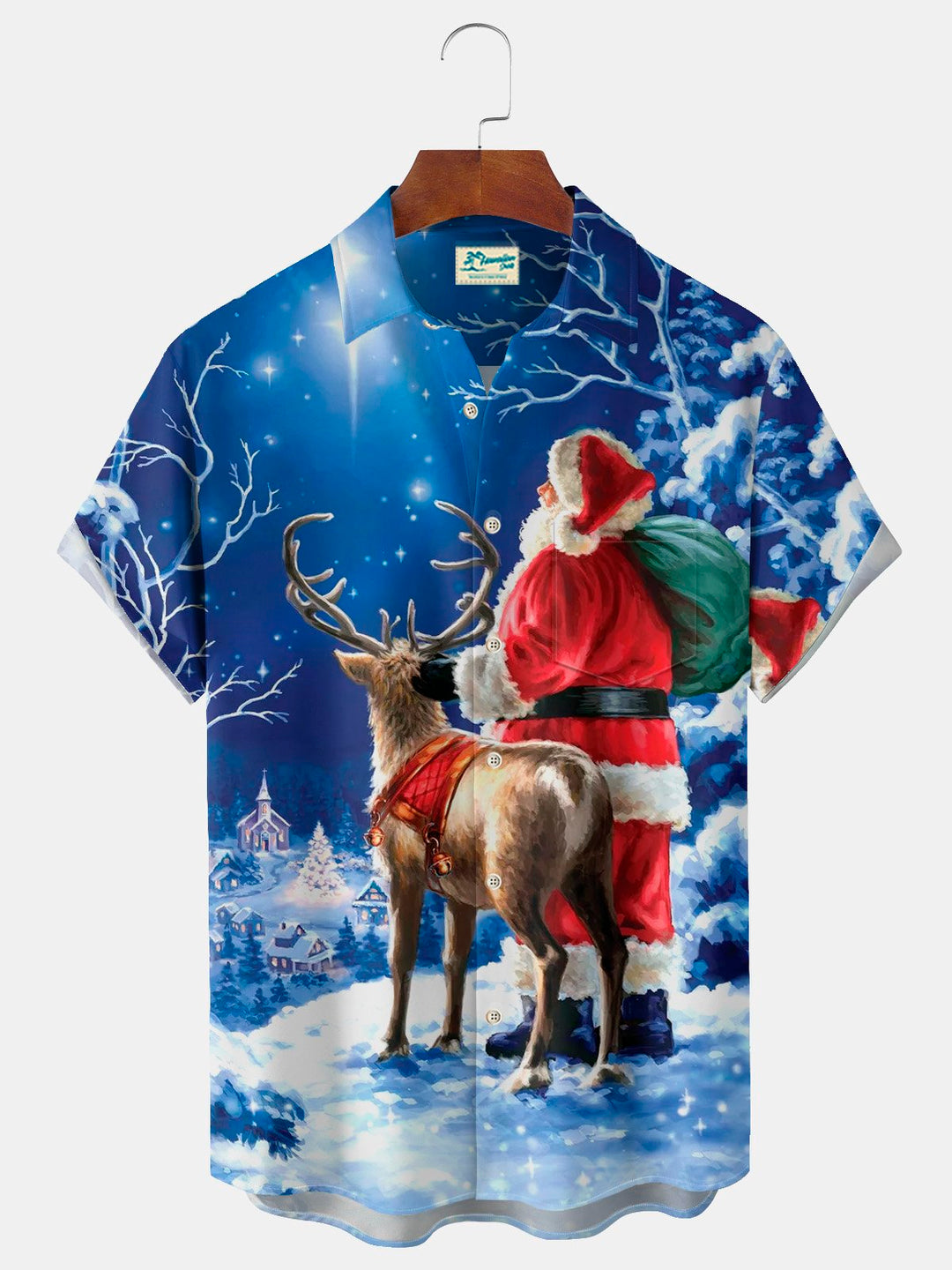 Alohadaddy Christmas Santa Sika Deer Gradient 3D Digital Print Men&