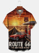 Alohadaddy® Vintage Route 66 Print Men's Pocket Short Sleeve Shirt Big & Tall