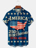 Alohadaddy® Flag 250th Anniversary Print Men's Button-Down Short-Sleeve Shirt Big & Tall