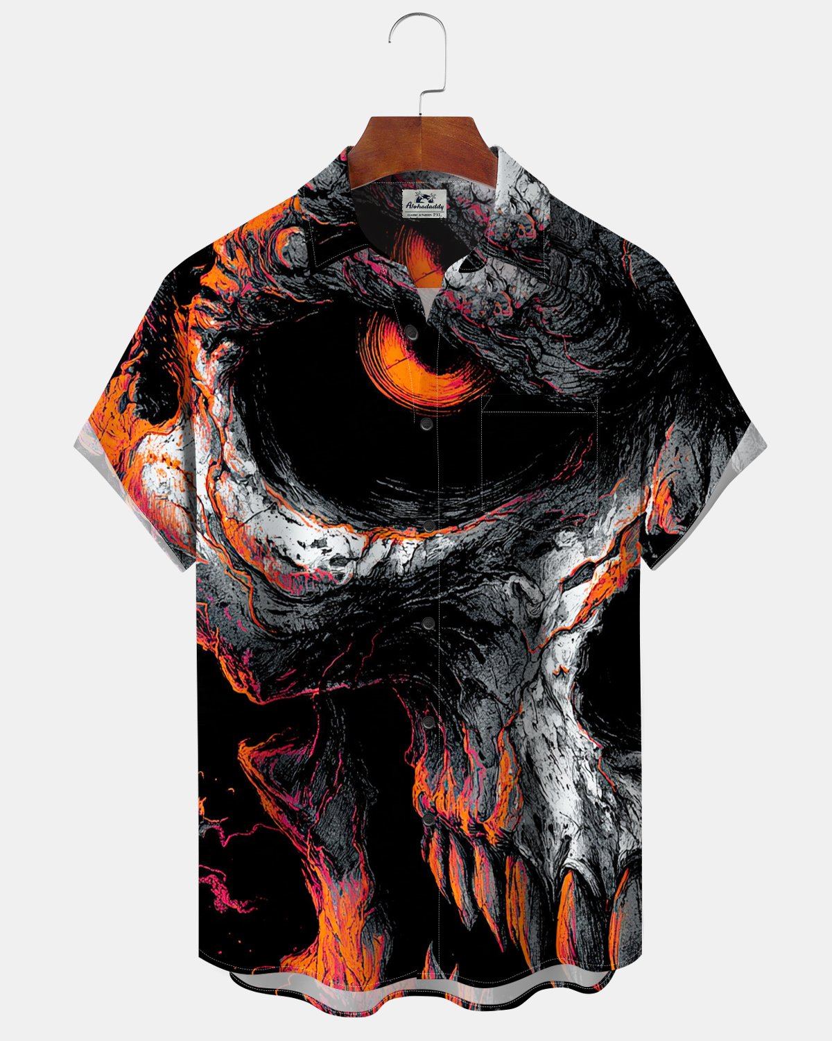 Alohadaddy® Men's Short-Sleeve Button-Down Shirt with Pocket Halloween Print