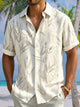 Alohadaddy® Men's Short-Sleeve Button-Down Shirt with Pocket Plant Print