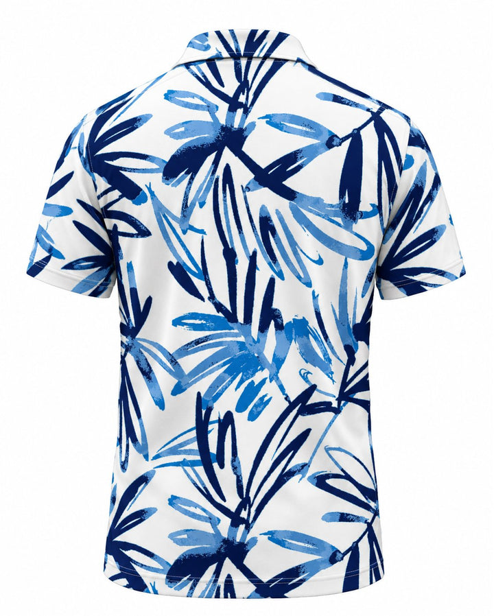 Men’s Basic Casual Flowering and plants Retro Print Button Down Polo Short-Sleeve Big &amp; Tall