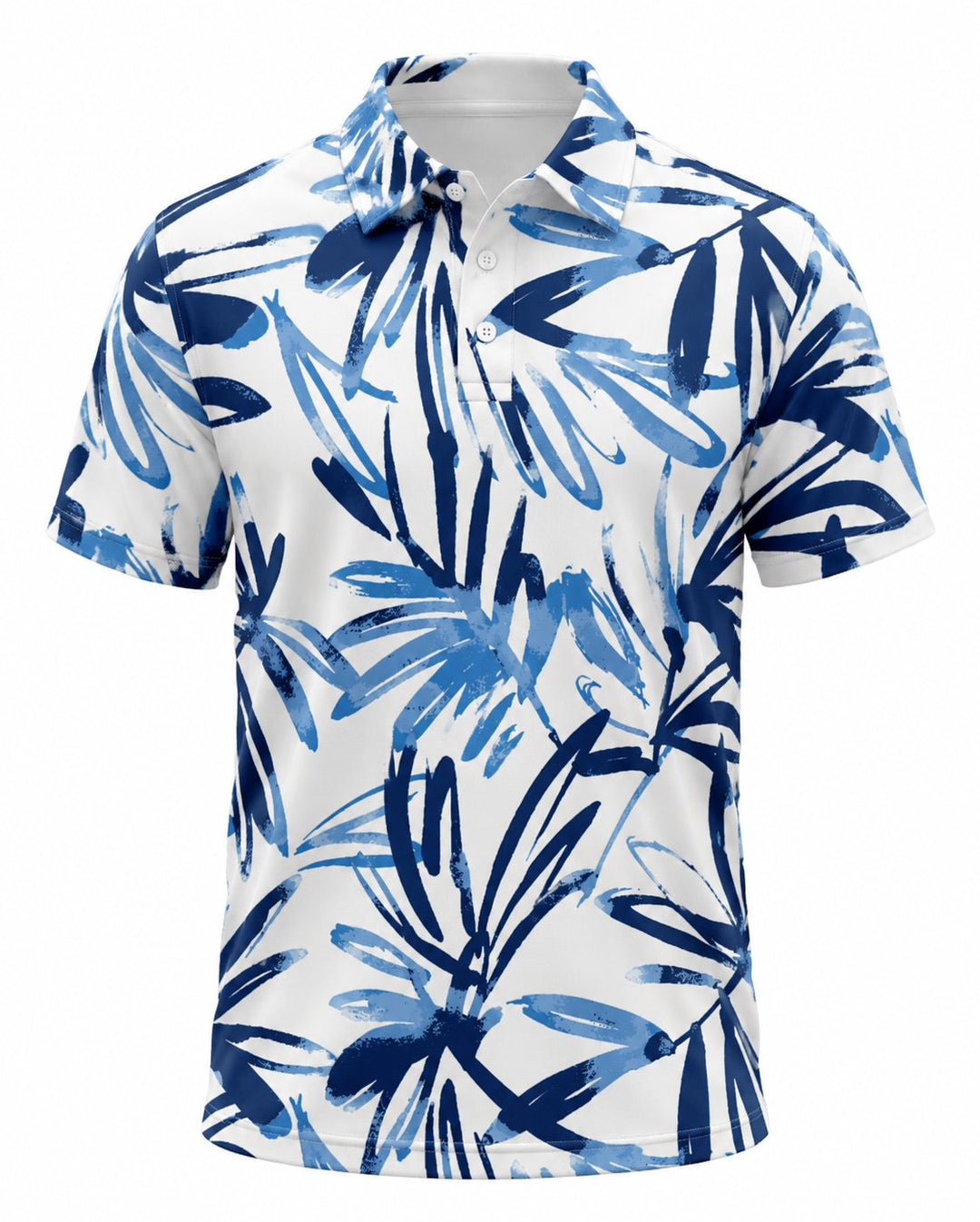 Men’s Basic Casual Flowering and plants Retro Print Button Down Polo Short-Sleeve Big &amp; Tall