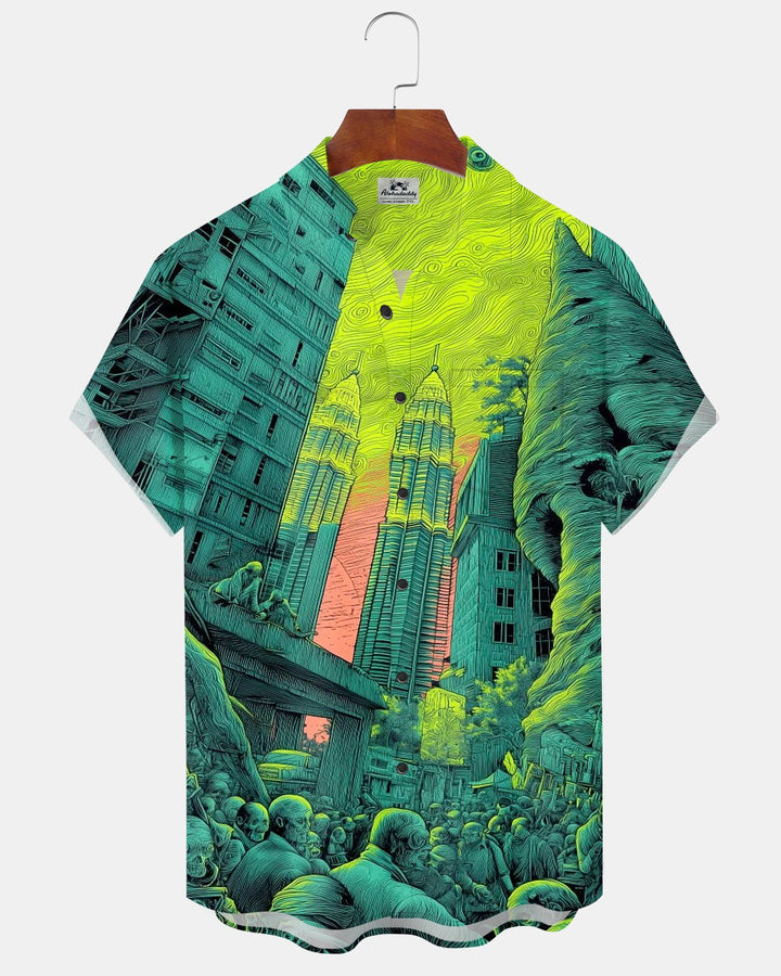 Alohadaddy® Retro Art Skull Zombie Print Men&