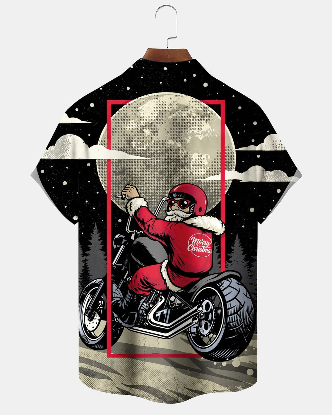 Alohadaddy® Holiday Christmas Space Santa Motorcycle Print Men&