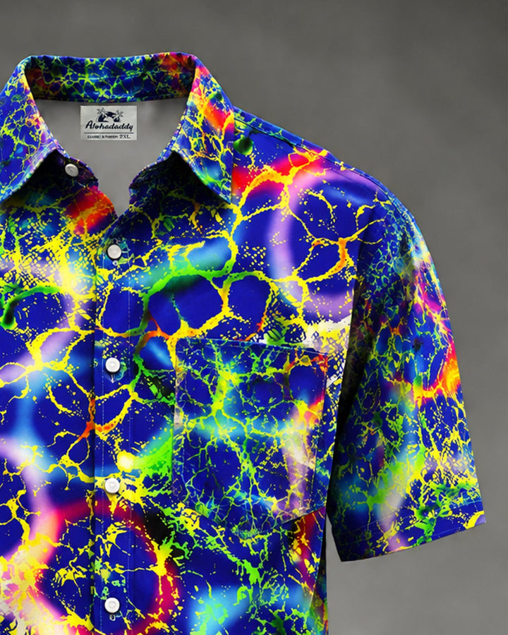 Alohadaddy® Casual Abstract Art Fluorescent Crack Print Men&
