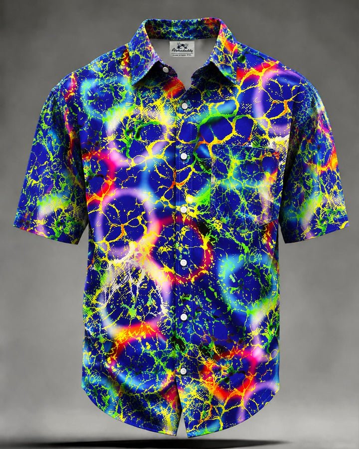 Alohadaddy® Casual Abstract Art Fluorescent Crack Print Men&