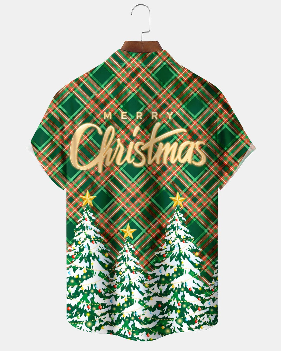 Alohadaddy® Holiday Christmas Checkered Christmas Tree Letter Print Men&