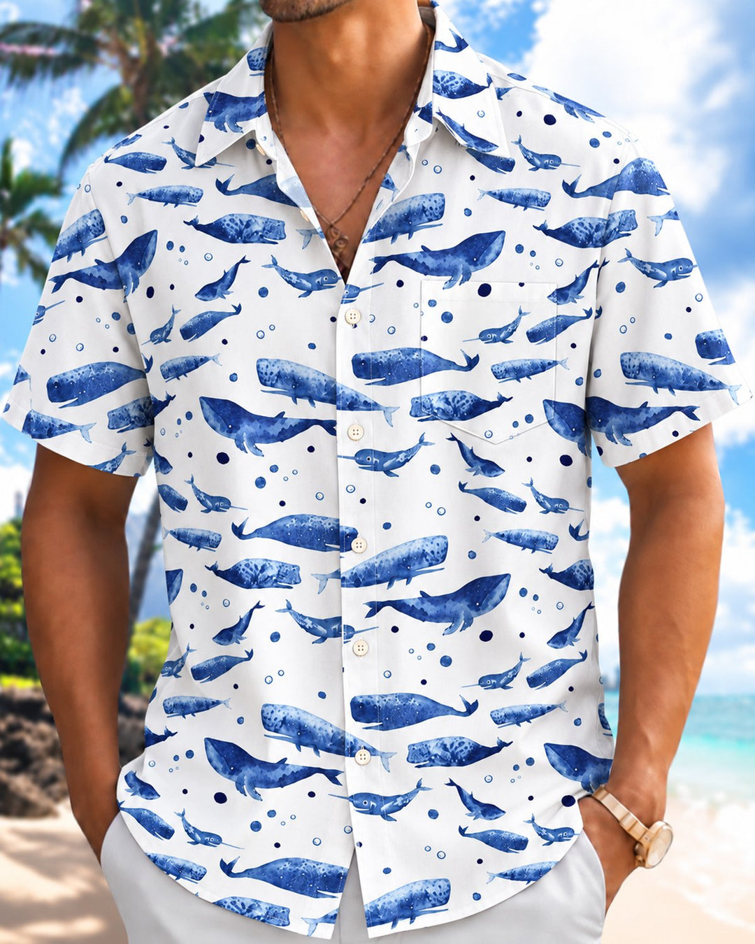 Alohadaddy® Casual Shark Polka Dot Print Men&