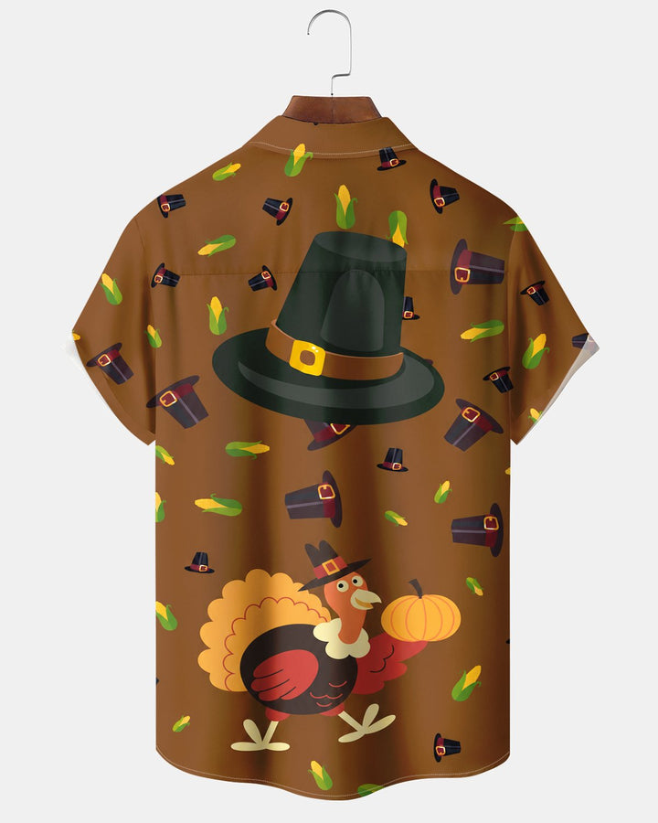 Alohadaddy® Thanksgiving Turkey Pumpkin Corn Print Men&