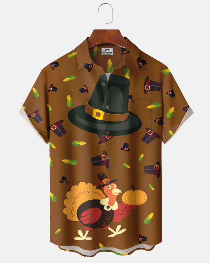 Alohadaddy® Thanksgiving Turkey Pumpkin Corn Print Men&