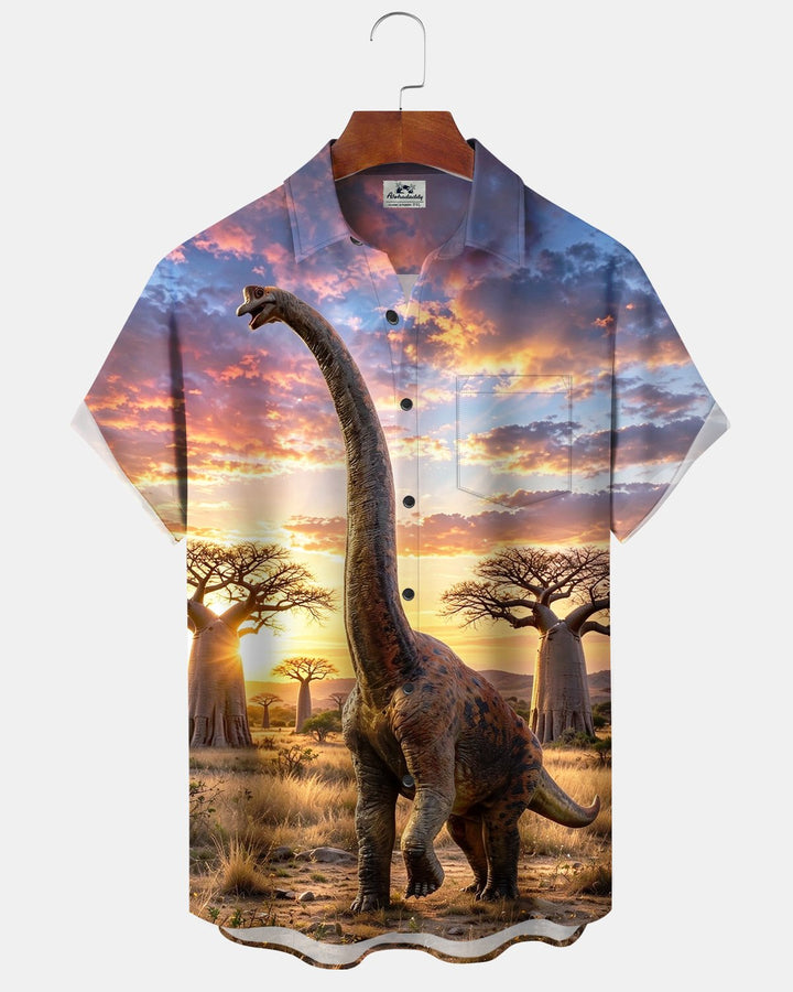 Alohadaddy® Casual Landscape Dinosaur Print Men&