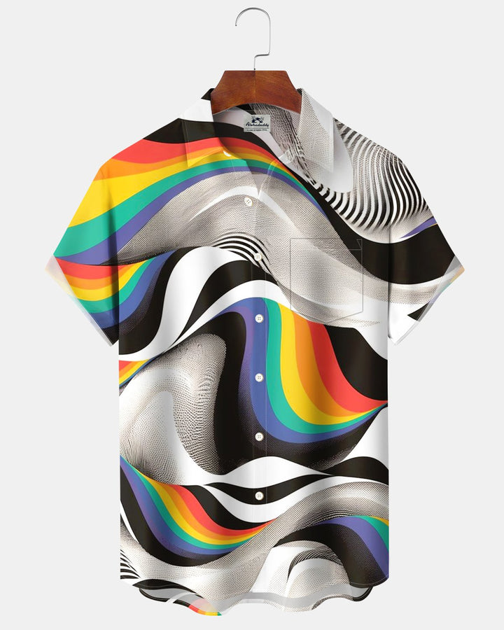 Alohadaddy® Casual Abstract Striped Art Print Men&