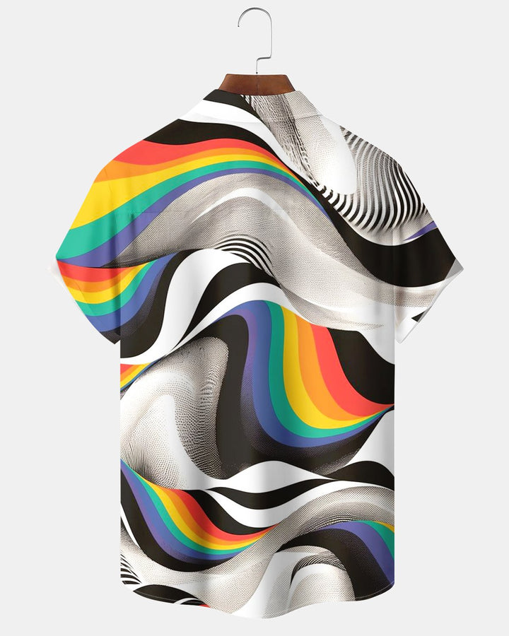 Alohadaddy® Casual Abstract Striped Art Print Men&