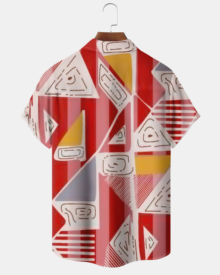 Alohadaddy® Casual Abstract Geometric Stripe Minimalist Print Men&
