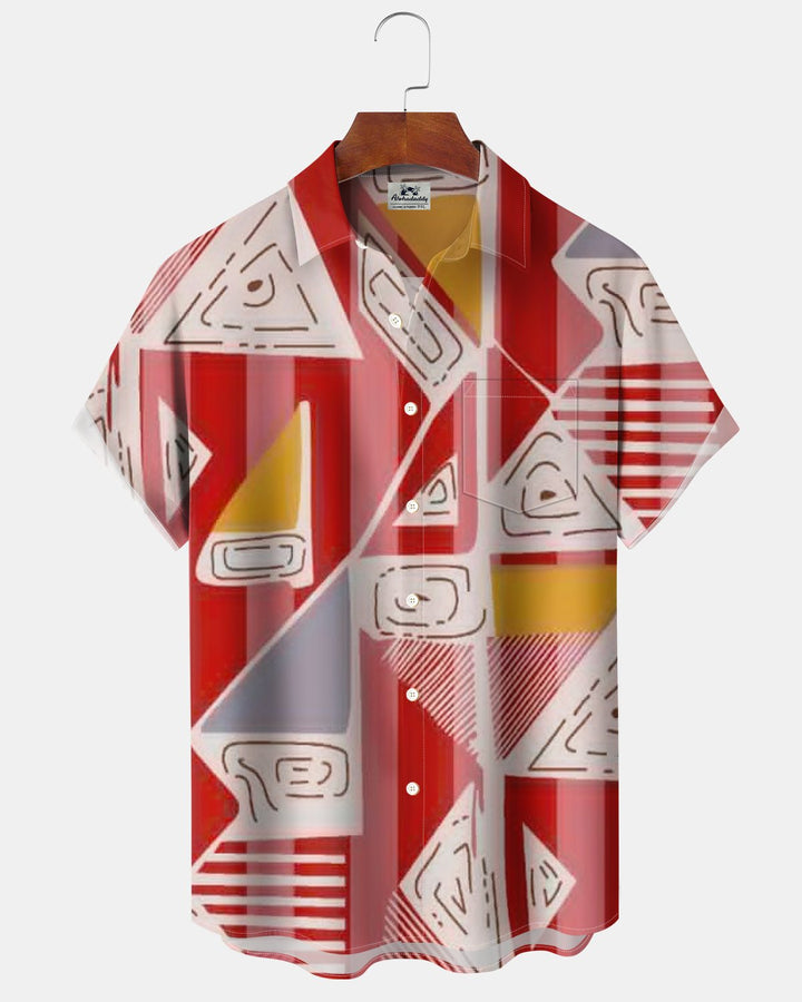 Alohadaddy® Casual Abstract Geometric Stripe Minimalist Print Men&