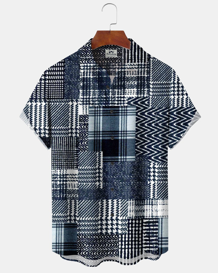 Alohadaddy® Casual Basic Patchwork Plaid Print Men&