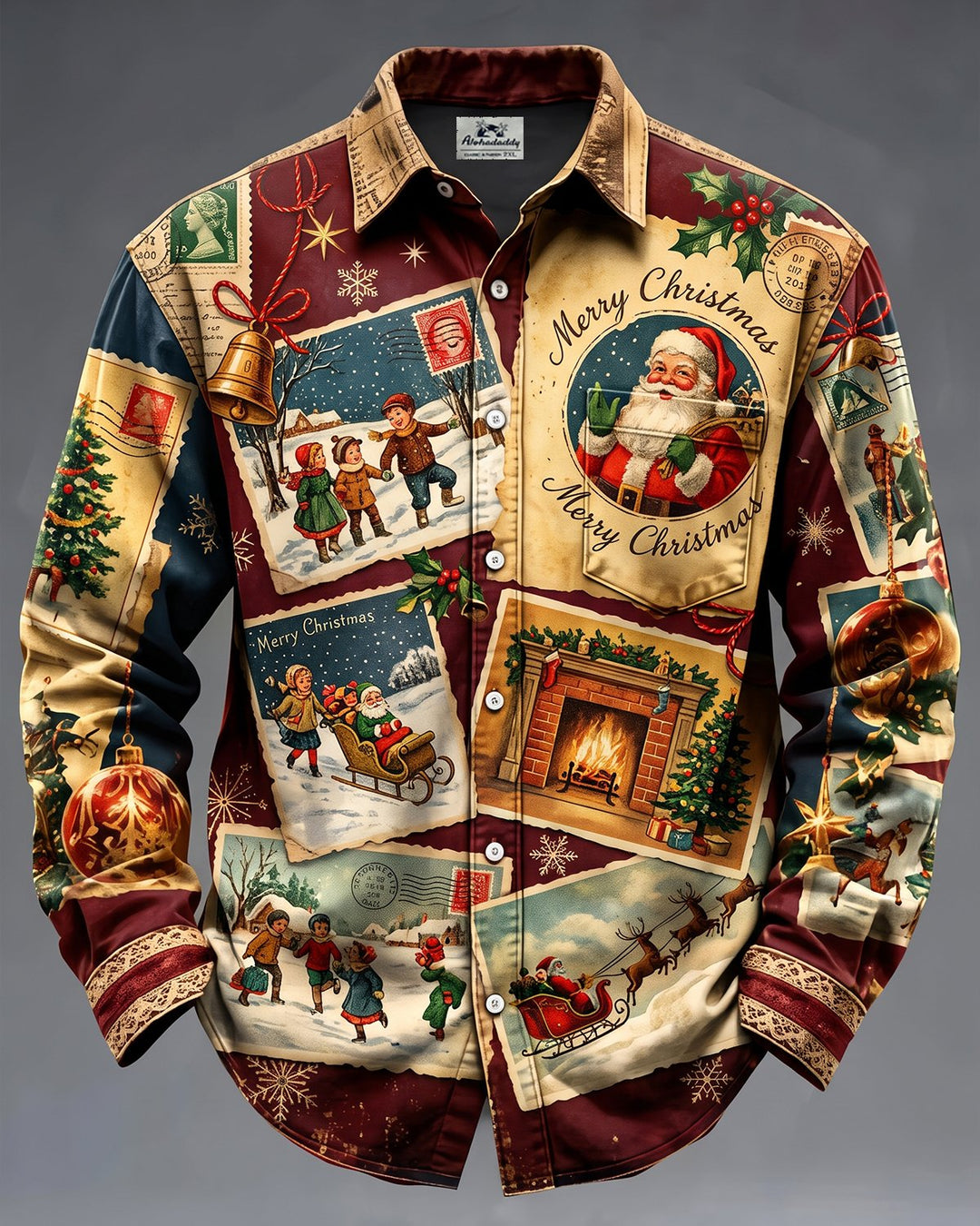 Alohadaddy® Holiday Christmas Photo Santa Claus Print Men&