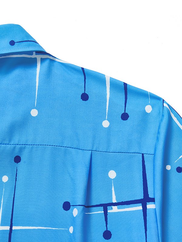 Alohadaddy 50’S Vintage Mid-Century Modern Geometric Blue Men&