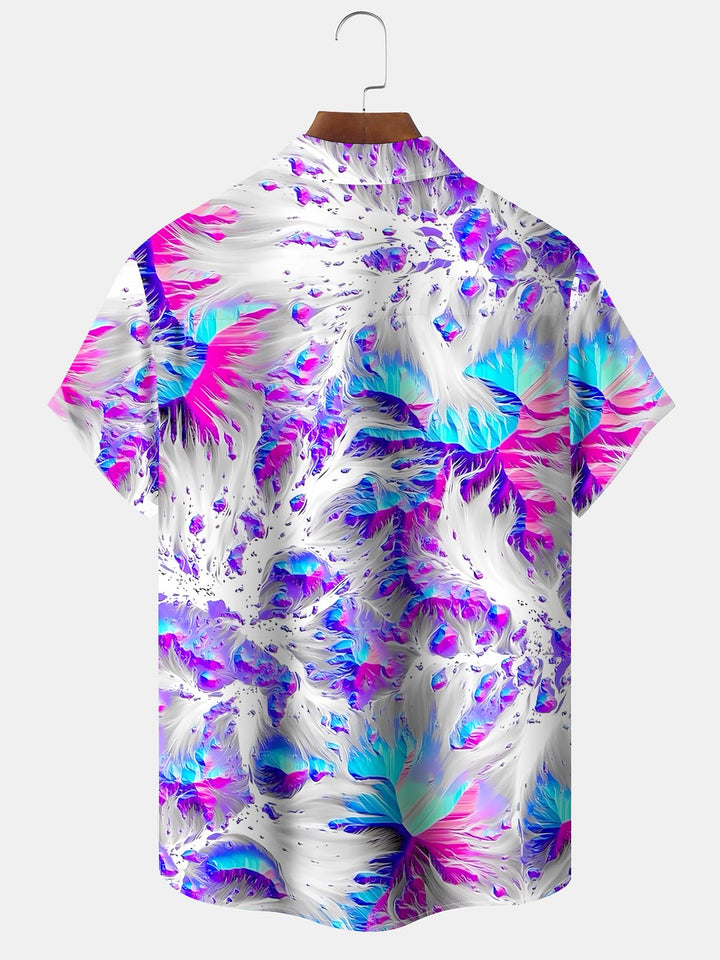 Alohadaddy® Casual Abstract Moisture Wicking Chest Pocket Hawaiian Men&