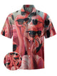 Alohadaddy® Hawaiian Flamingo Print Stretch Large Size Chest Pocket Men's Short Sleeve Shirt