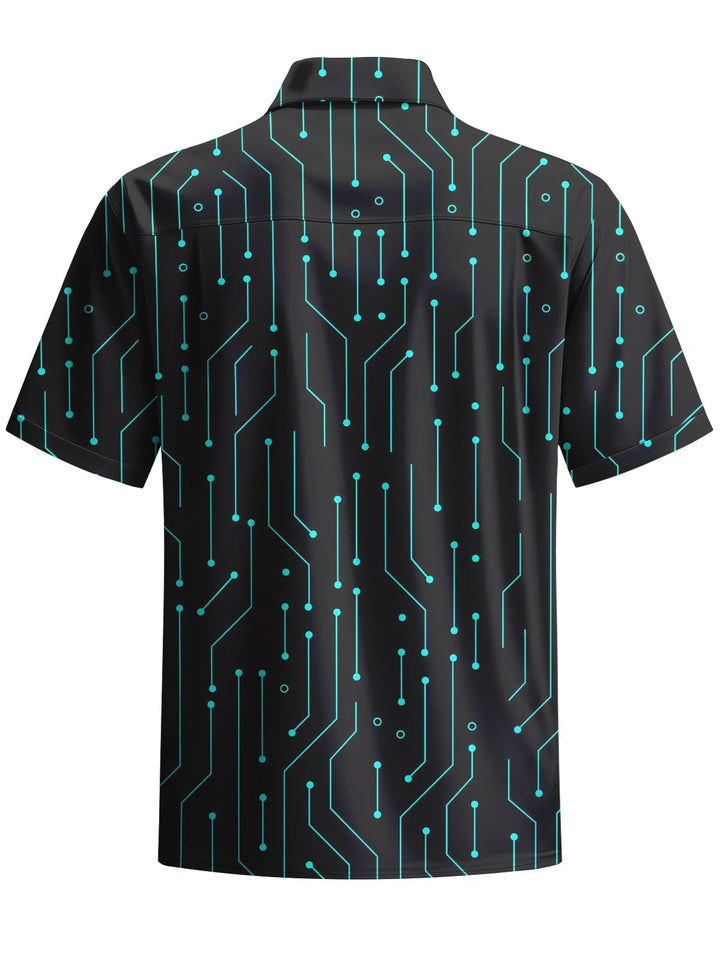 Alohadaddy® Casual Stripe Print Chest Pocket Stretch Men&
