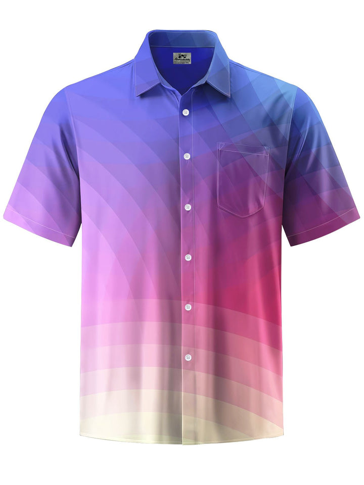 Alohadaddy® Casual Gradient Geometric Chest Pocket Men&