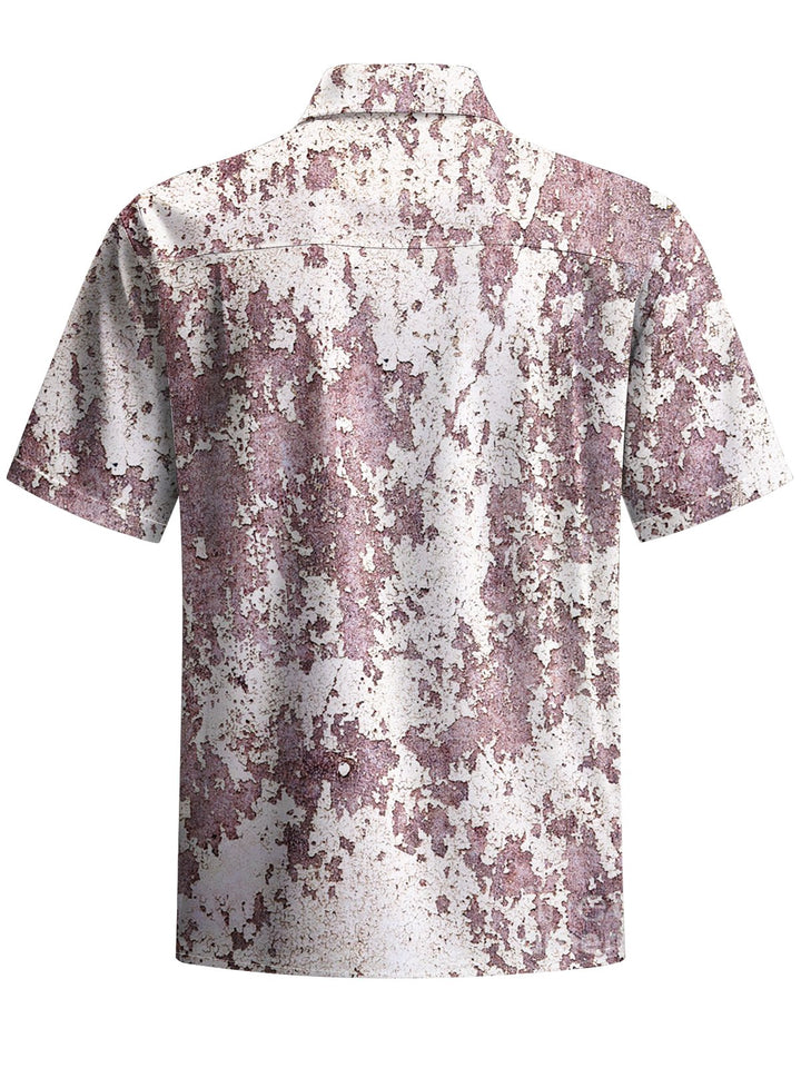 Alohadaddy® Casual Vintage Abstract Print Art Chest Pocket Men Short Sleeve Shirt Big &amp; Tall