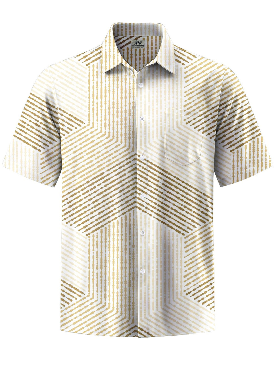 Alohadaddy® Casual Geometric Art Print Chest Pocket Moisture Wicking Men&