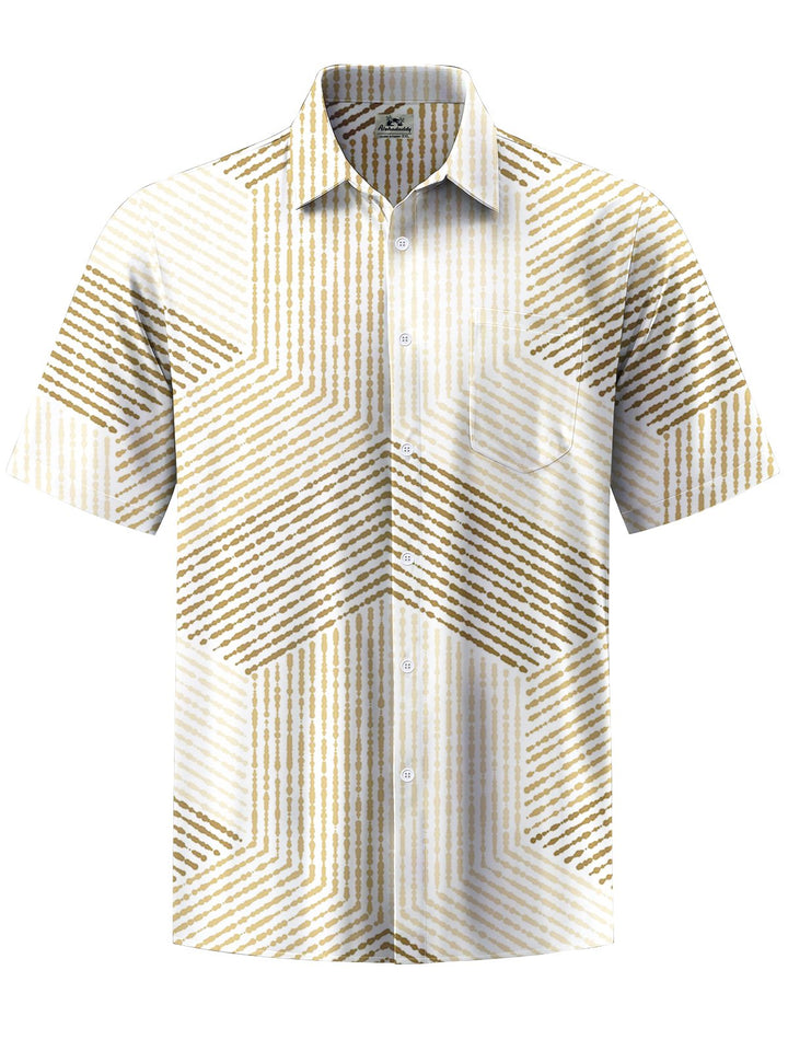 Alohadaddy® Casual Geometric Art Print Chest Pocket Moisture Wicking Men&