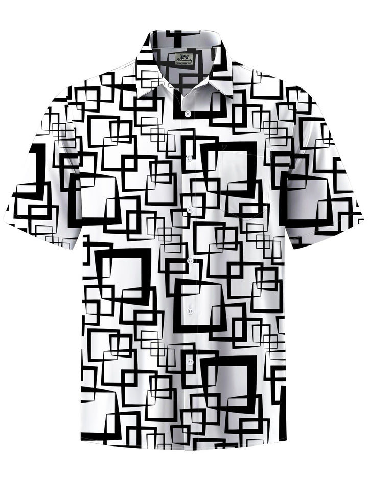 Alohadaddy® Casual Geometric Art Print Moisture Wicking Chest Pocket Mens Short Sleeve Shirt Big &amp; Tall