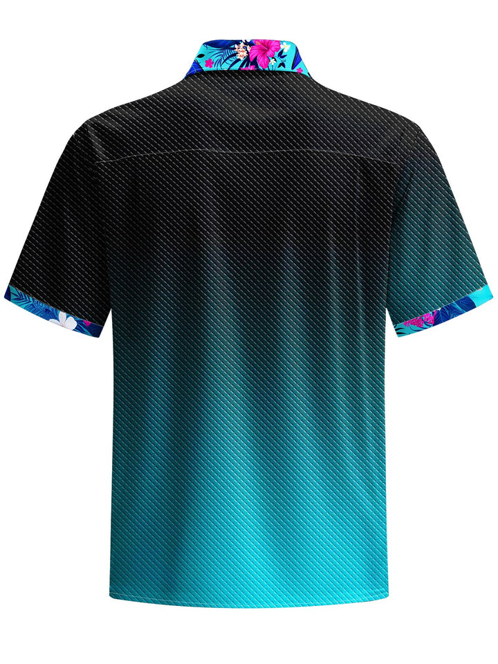 Alohadaddy® Casual Gradient Floral Art Print Mens Wicking Short Sleeve Shirt Big &amp; Tall