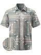 Alohadaddy® Vintage Stripe Geometric Art Print Chest Pocket Men Short Sleeve Shirt Big & Tall