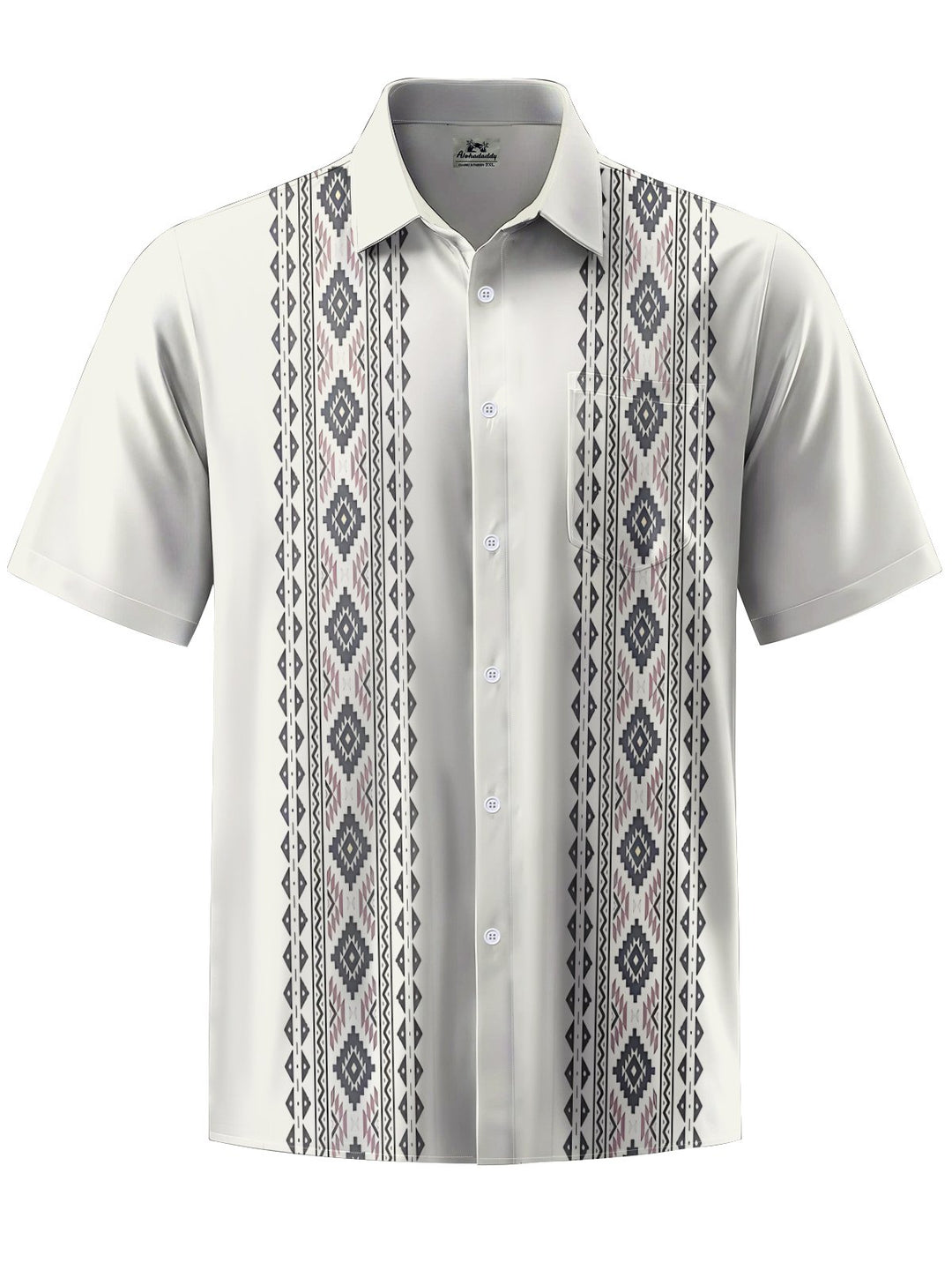 Alohadaddy® Casual Stripe Art Print Chest Pocket Men&