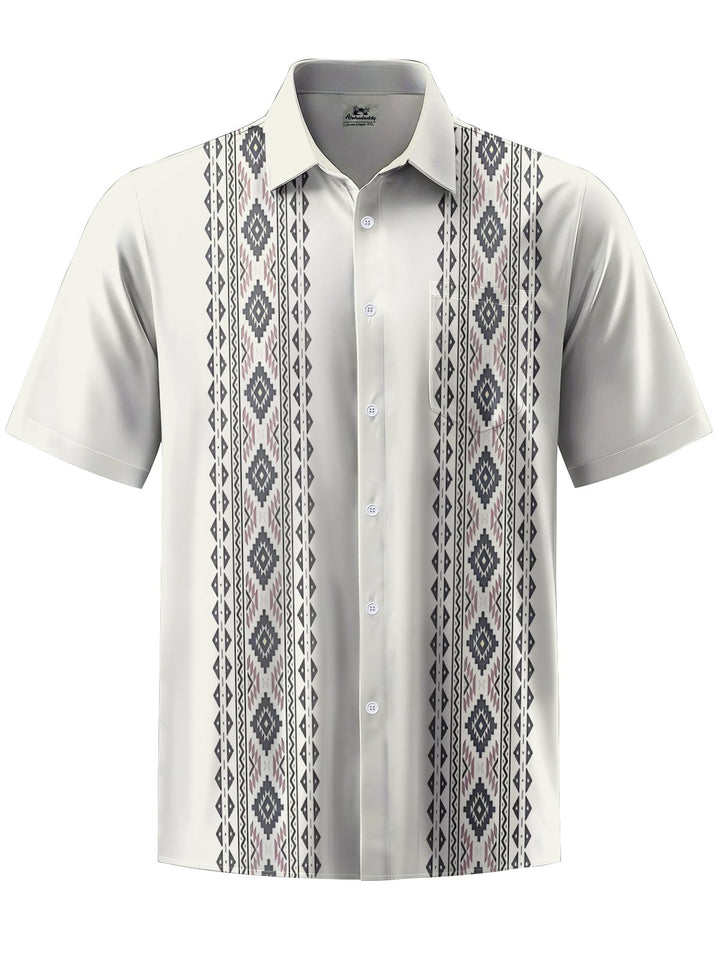 Alohadaddy® Casual Stripe Art Print Chest Pocket Men&